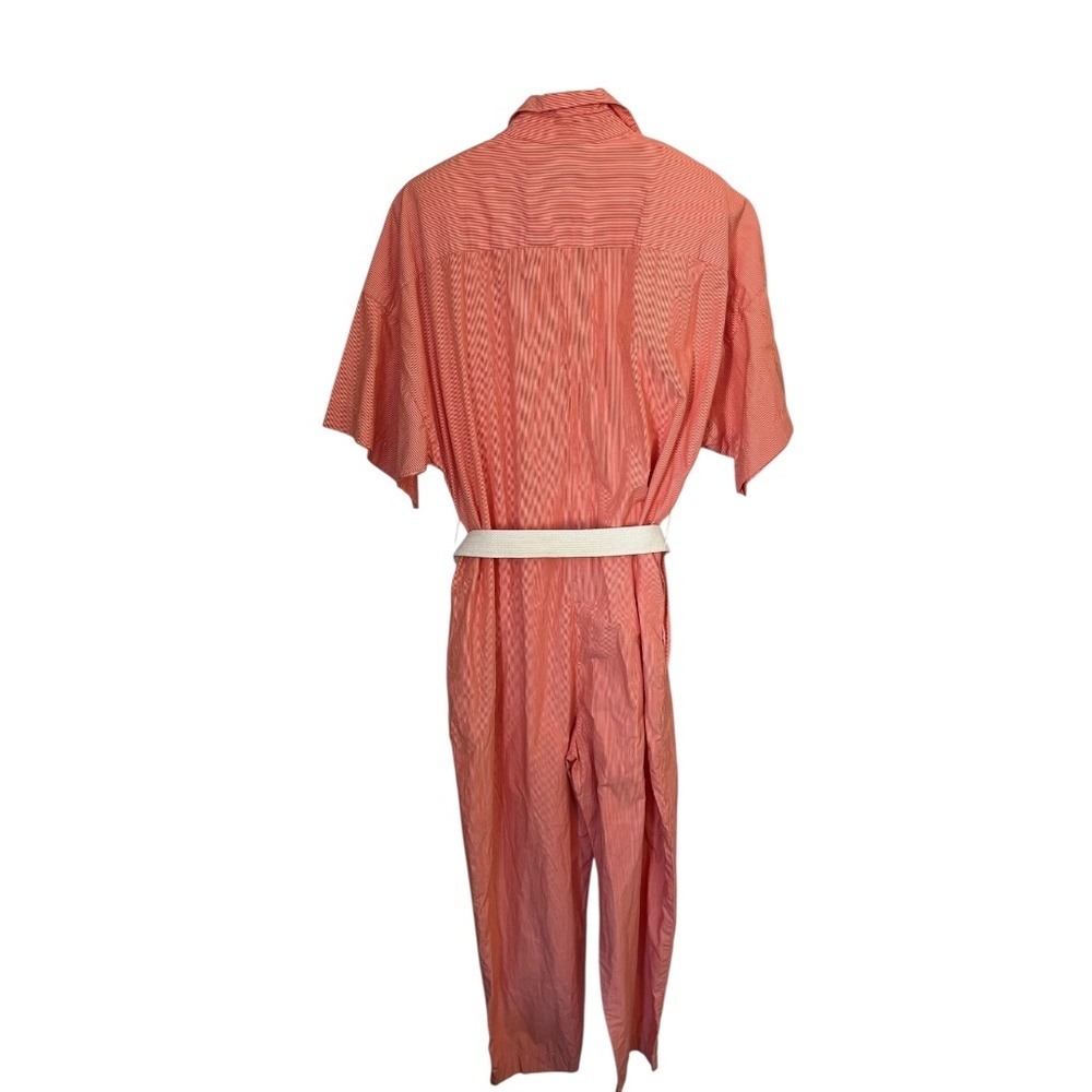 Vintage 80s 90s Orange & White Striped Jumpsuit <3 - Picture 5 of 5